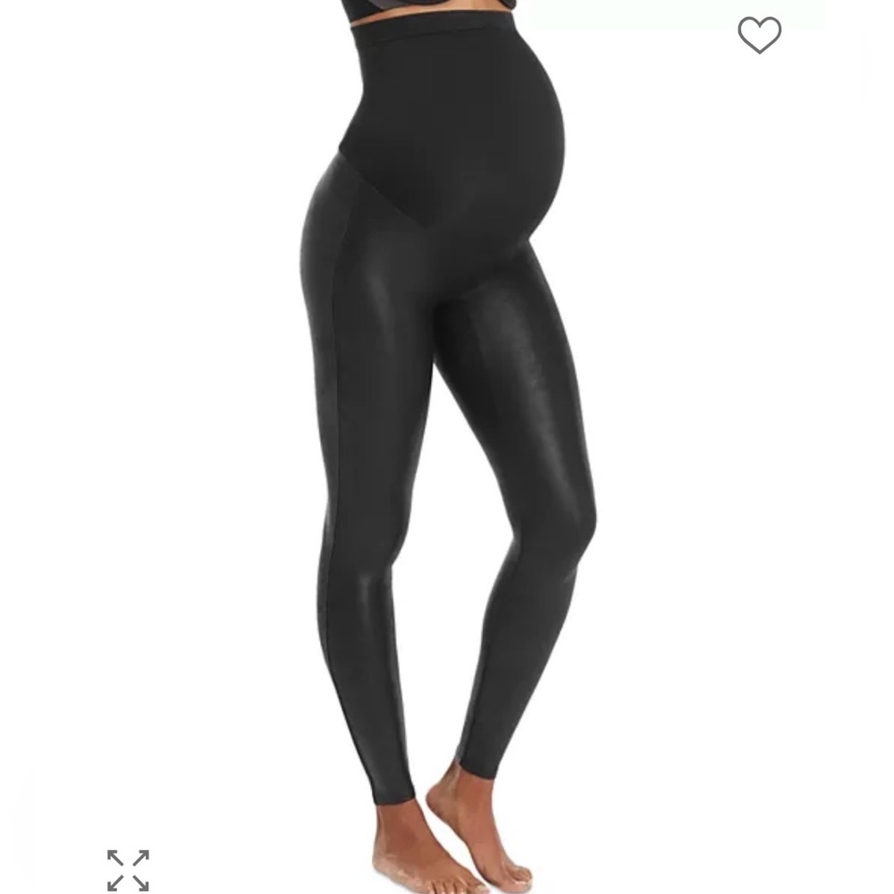 NWT SPANX Maternity Mama Faux Leather Leggings - Very Black XS